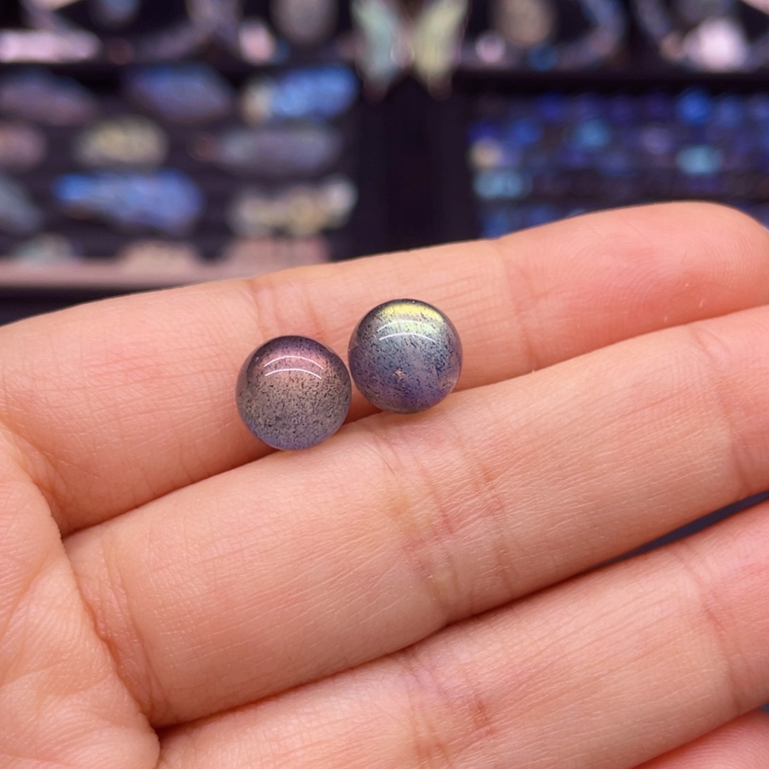 银S925镶嵌耳钉长石A**图耳钉