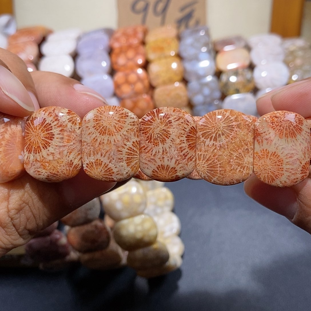 硅化珊瑚（珊瑚玉）手串未镶嵌大烟花19