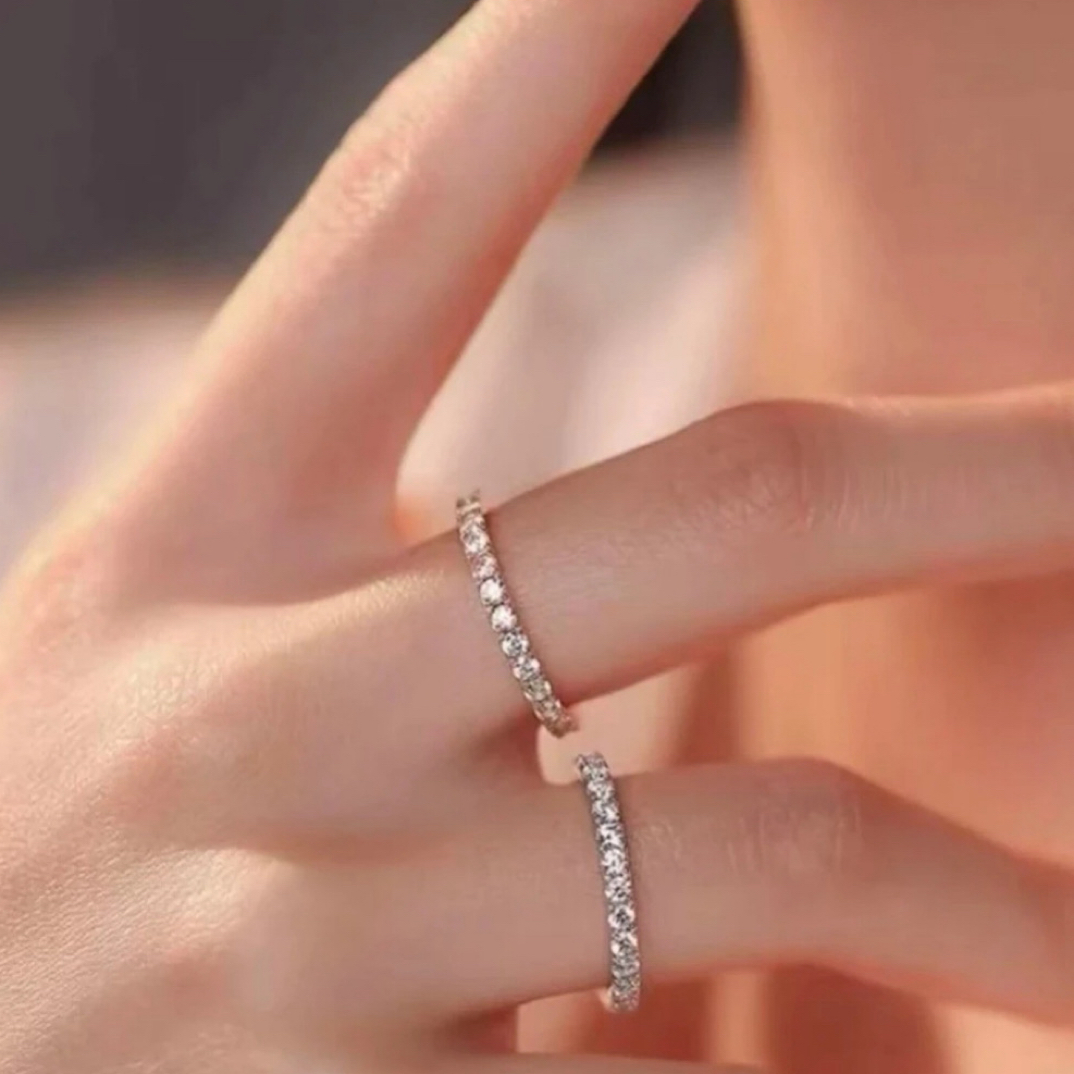 【高端定制】DIY 0.1CT 直臂排戒轻奢百搭气质女款戒指