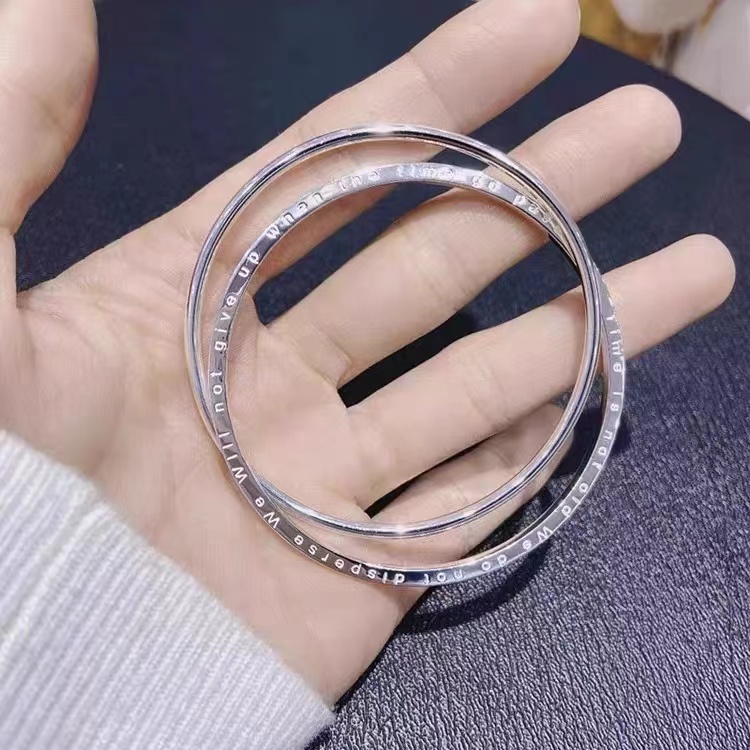 足银手镯 足银双环四叶草CL059