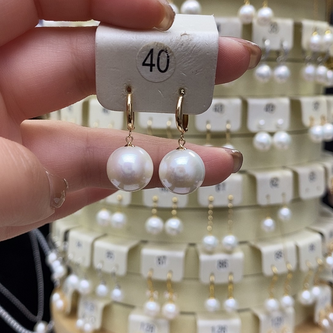 淡水珍珠耳饰18K金镶嵌