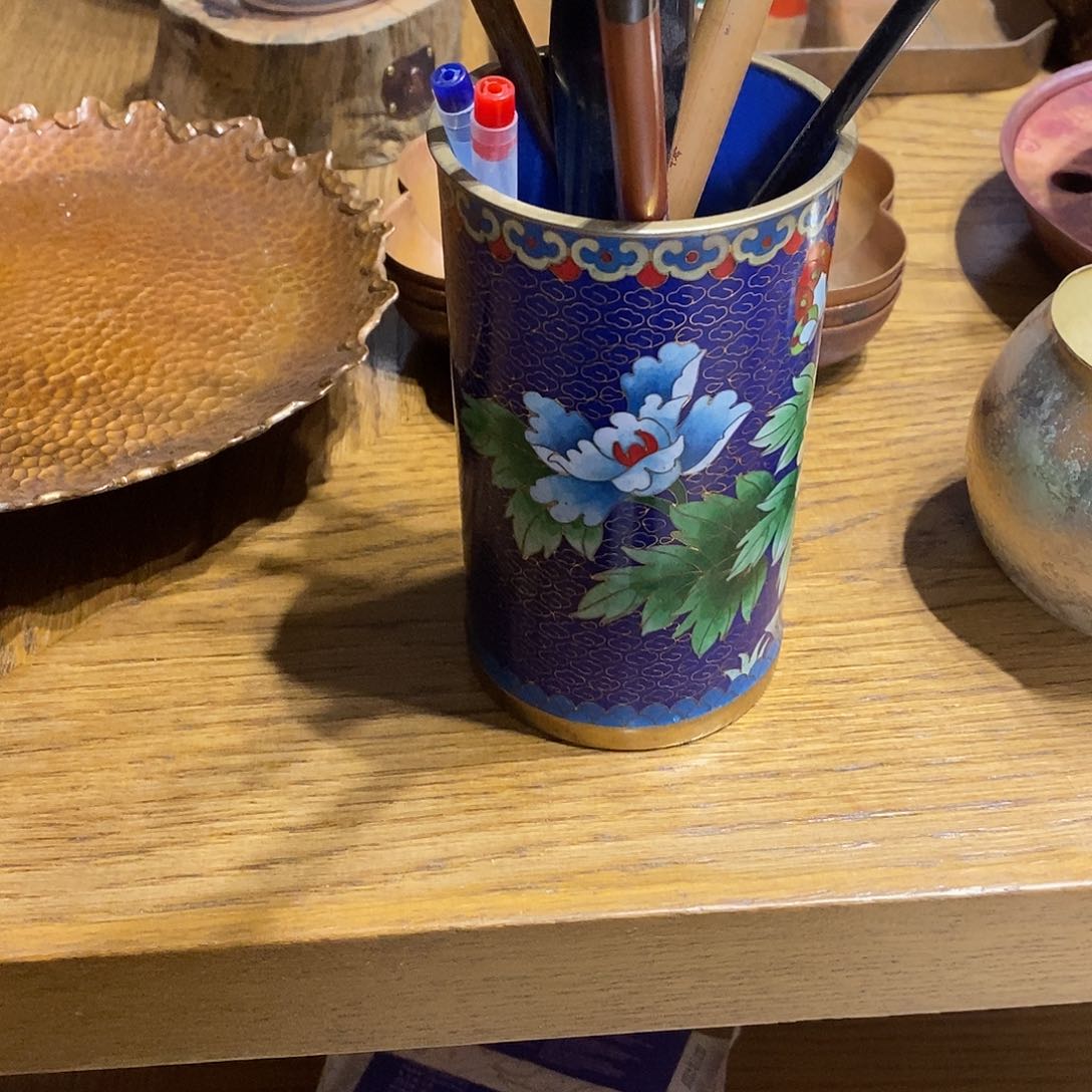 1****?任和堂纯紫铜景泰蓝笔筒