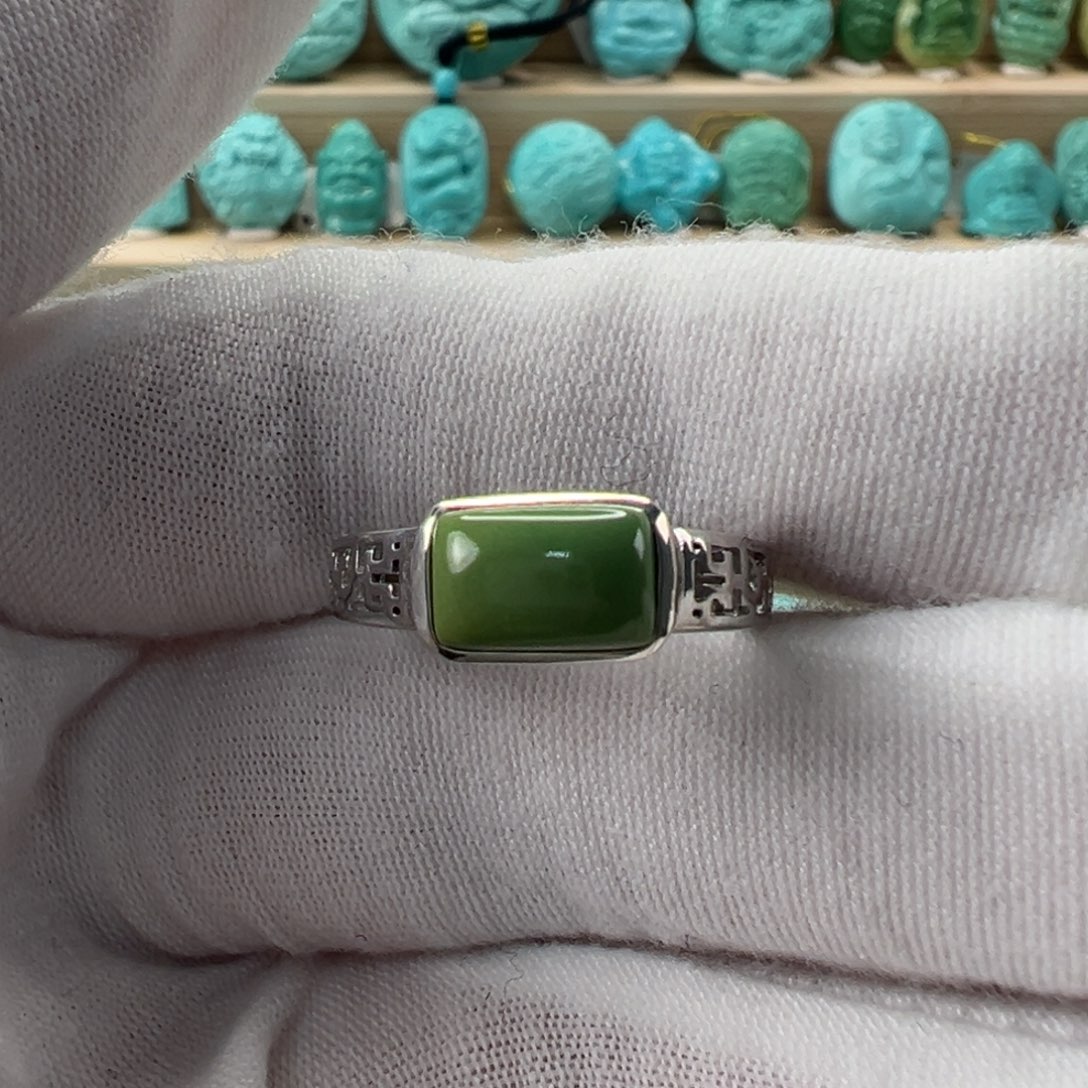 银S925镶嵌绿松石戒指 