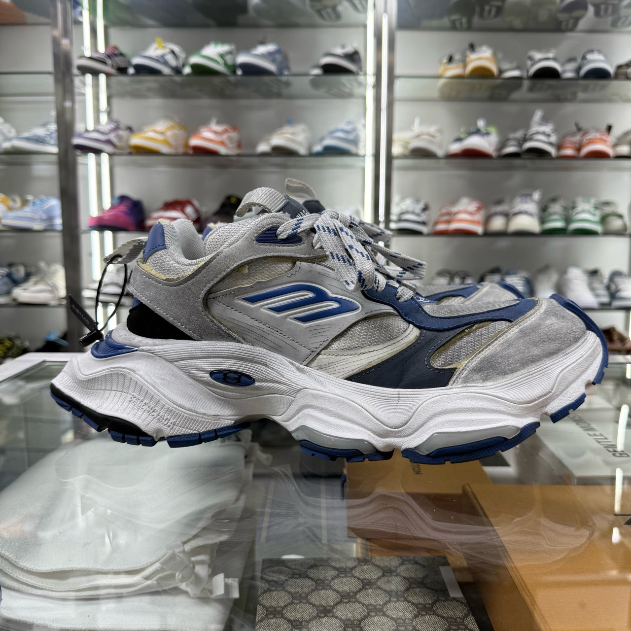 95新 Balenciaga/巴黎世家 CARGO白蓝老爹鞋原盒 尺码/42 DY11813