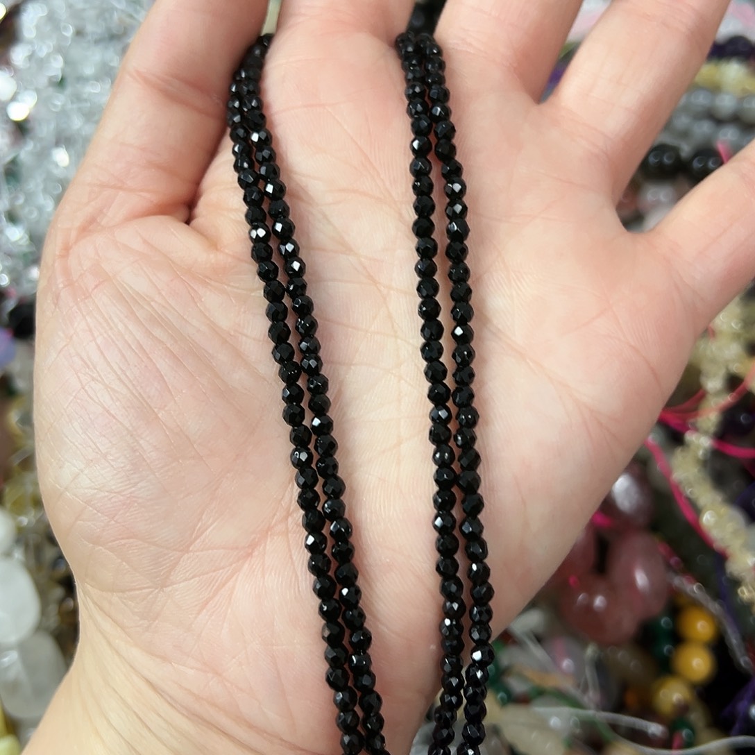 玛瑙/玉髓未镶嵌珠宝半成品，卡3黑碧玺2条