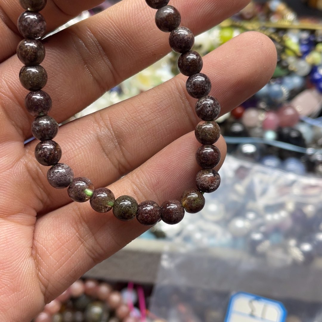 烟晶手链银S800镀金镶嵌