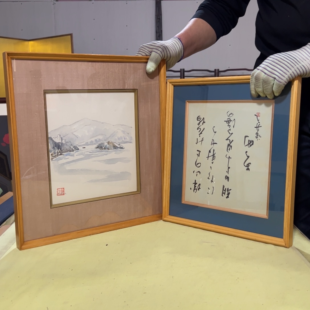 绘画朱*屏风框画茶空间设计