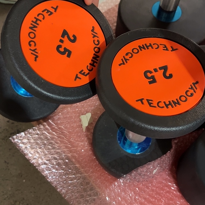 全新纯钢泰诺哑铃2.5公斤一对橙色