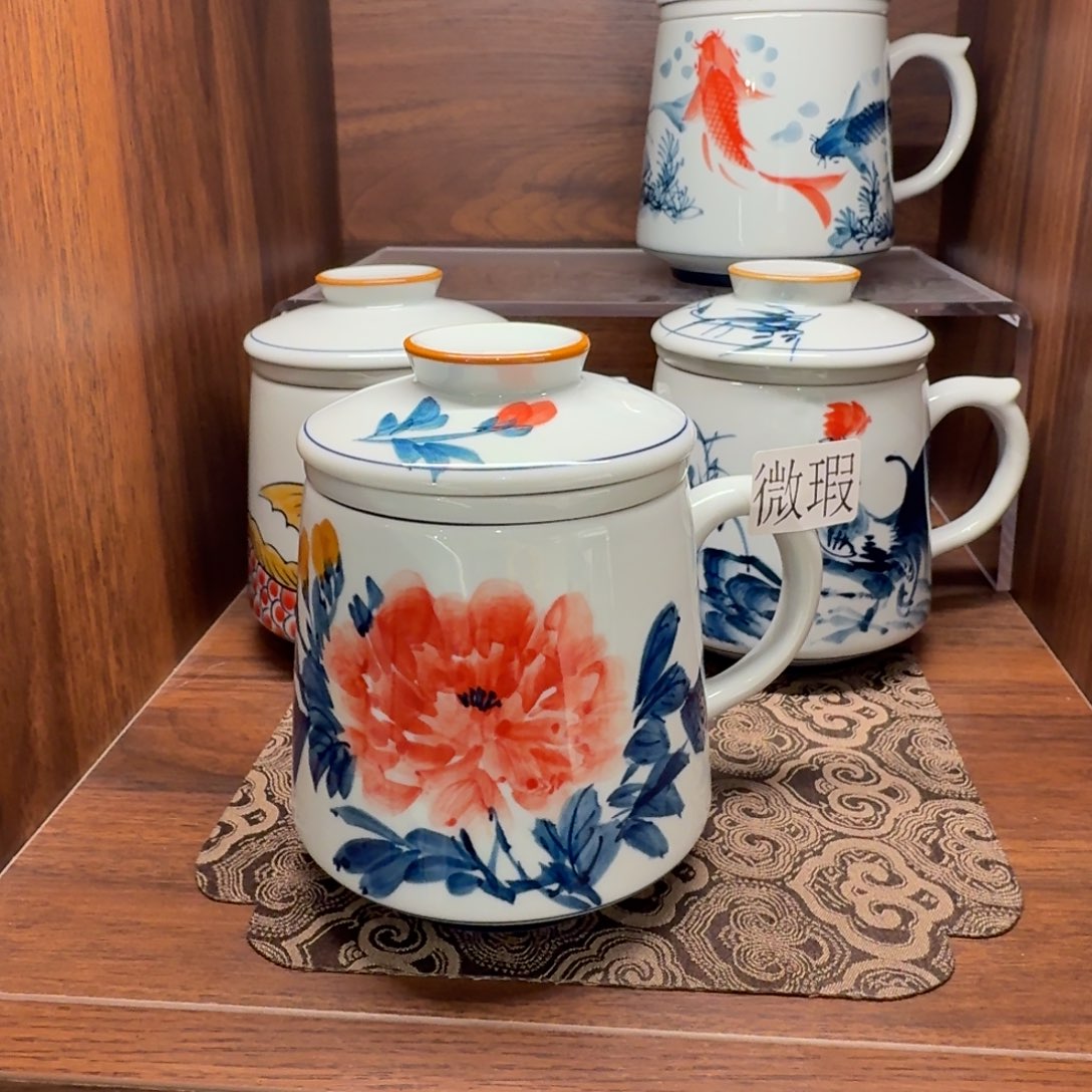 釉下手绘茶具微瑕