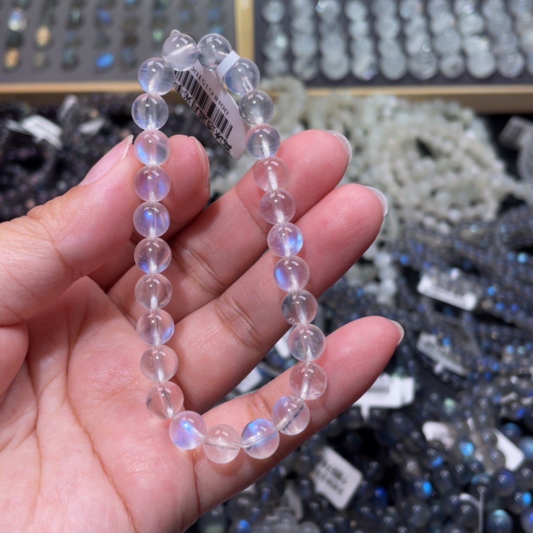 月光石手链未镶嵌c****甜蓝月光手链7mm