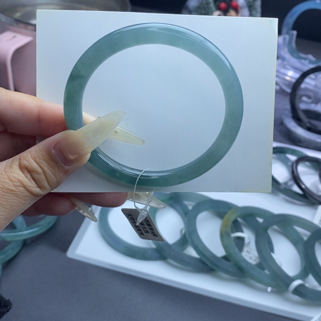 定制翡翠未镶嵌成品买断冰蓝渐变美人条