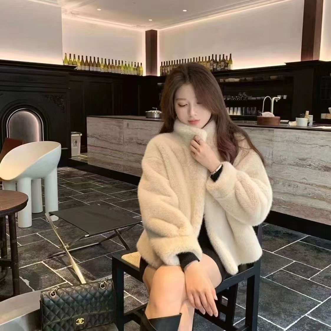2025短款立领貂绒外套短款皮毛一体年轻款洋气毛外套女