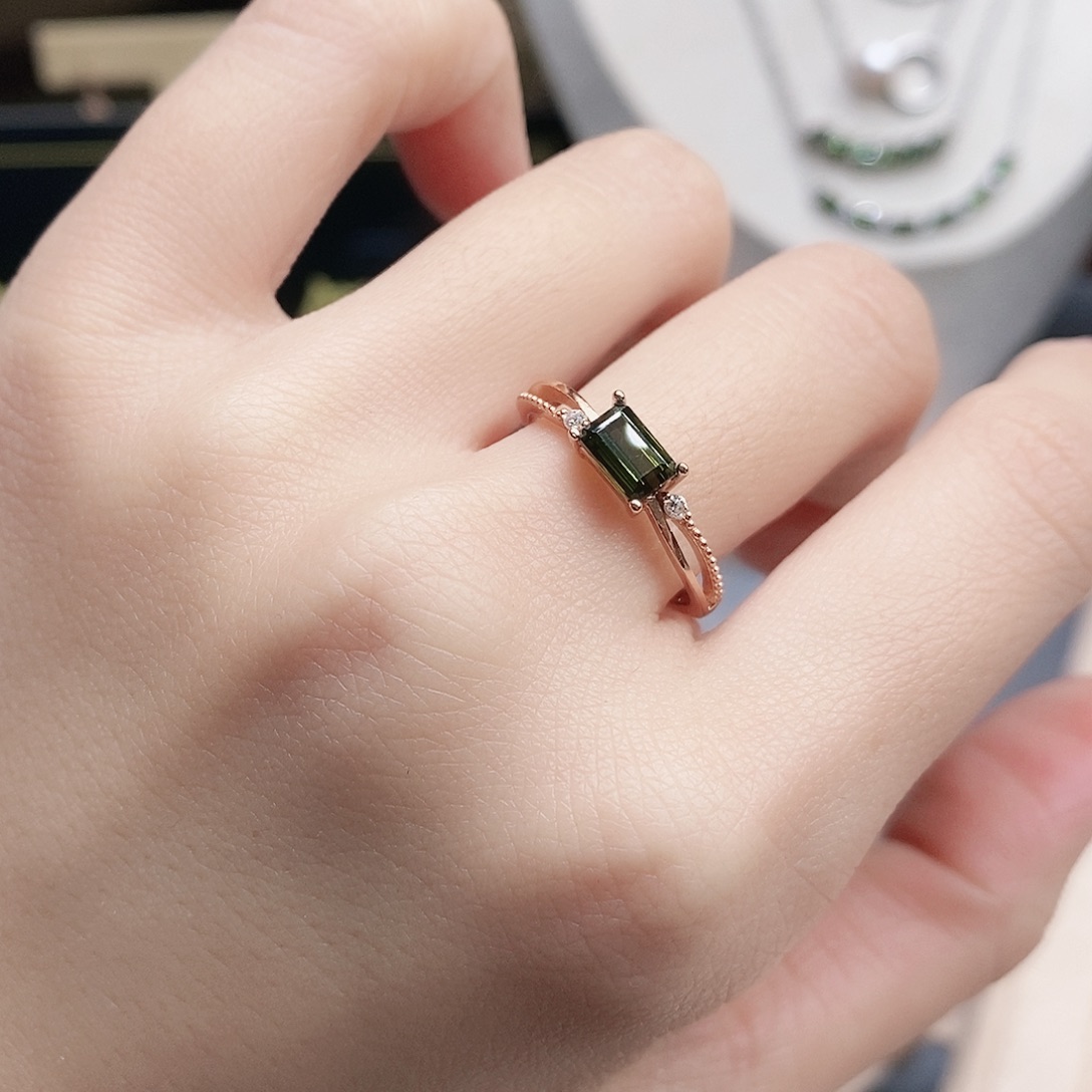 碧玺戒指银S925镶嵌戒指