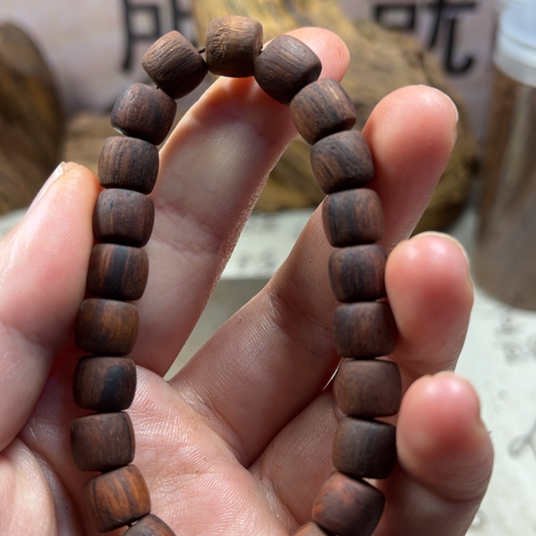 降真香手串/手链8x9直切糖结黄油花珠