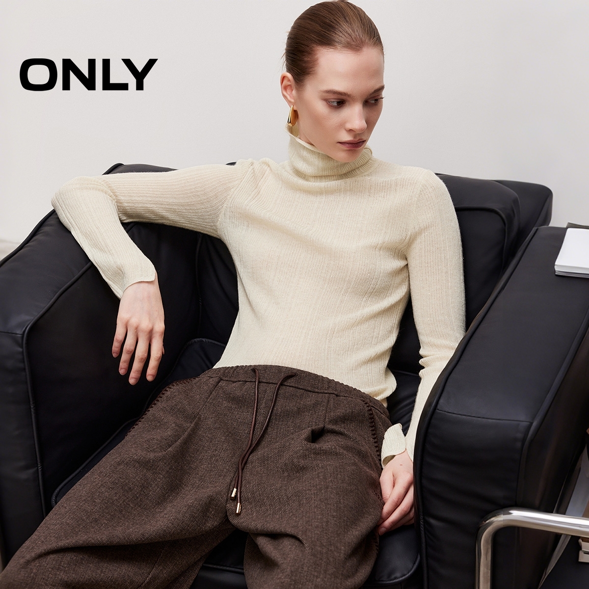 2026春季新款柔软贴身高领长袖含绵羊毛针织衫女|126124010