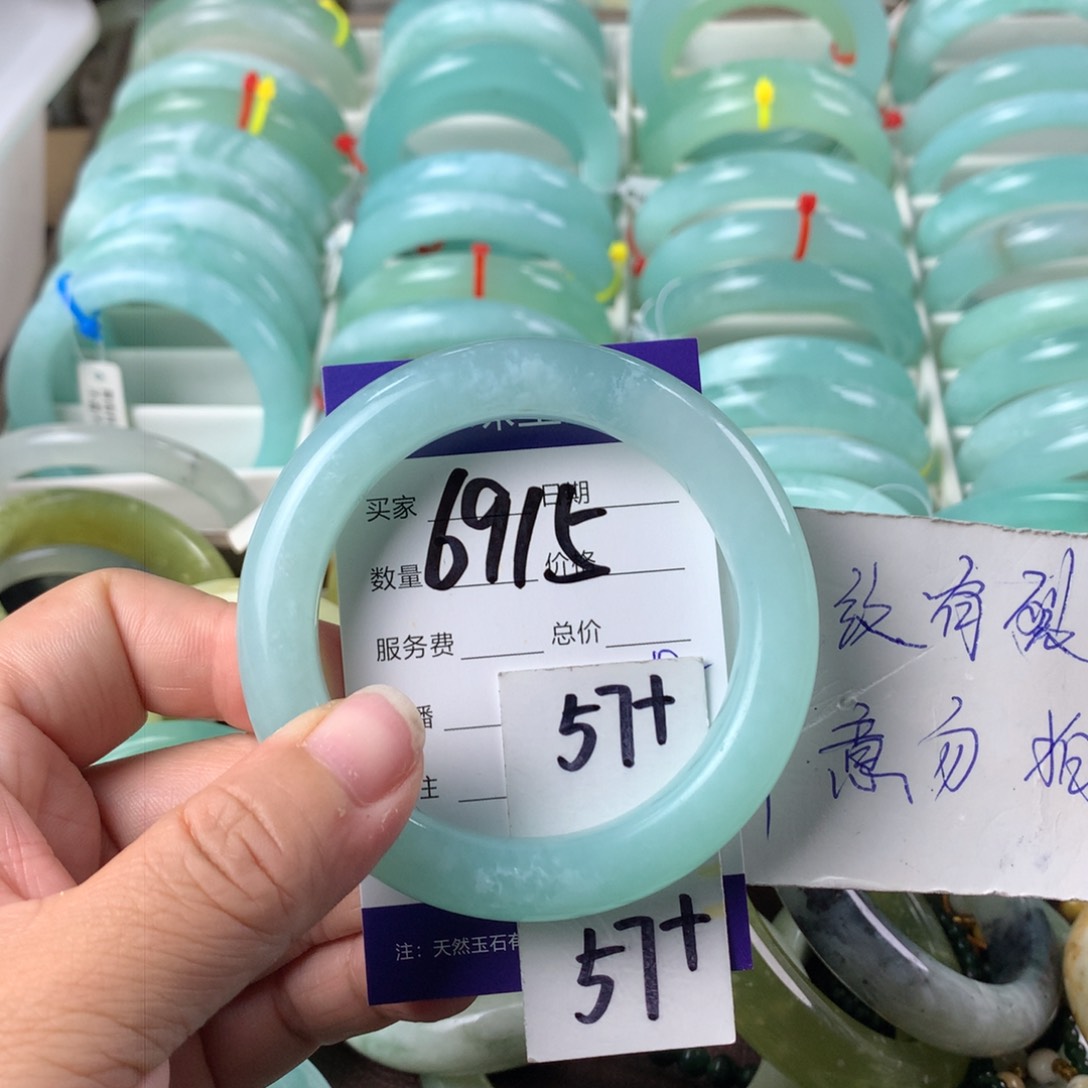 蛇纹石玉手镯未镶嵌河**草6915