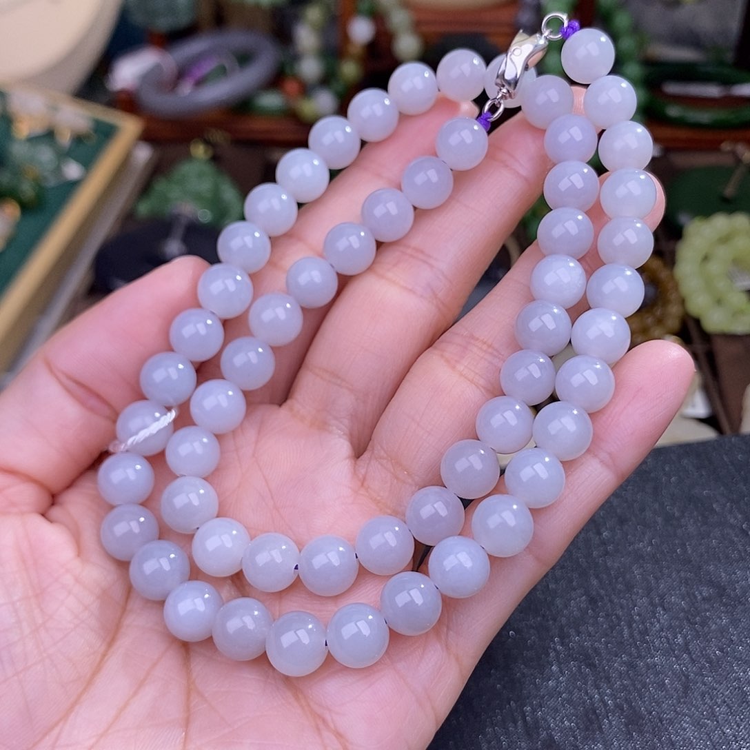 和田玉烟紫老料手链清货价约8MM未镶嵌