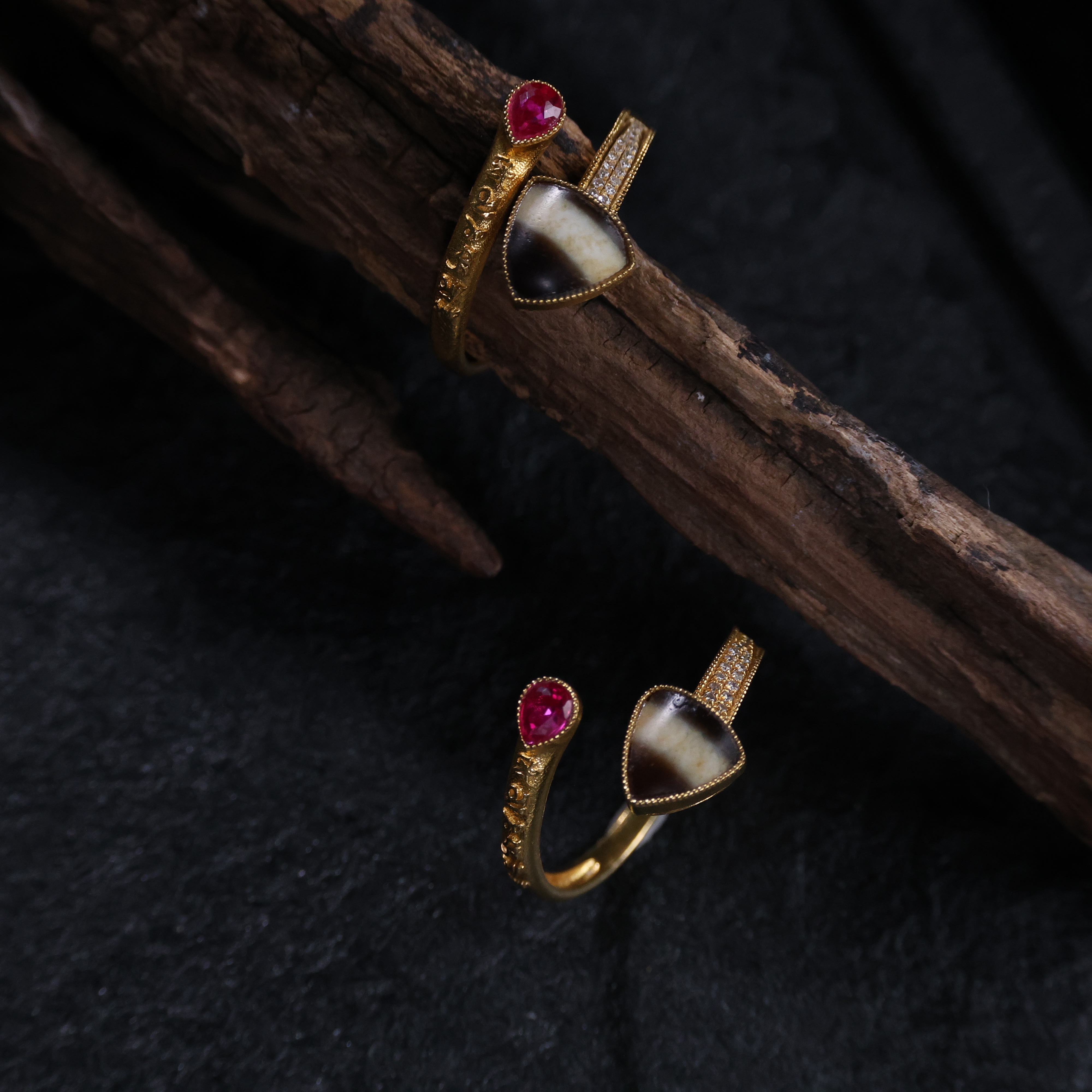 【思嘉】典藏系列·18K线珠·观音心咒真钻戒指 | 多样性发一 BA0194