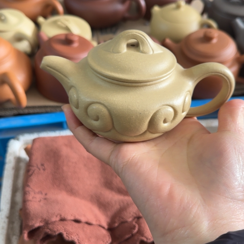 紫砂茶壶梨皮本绿200cc