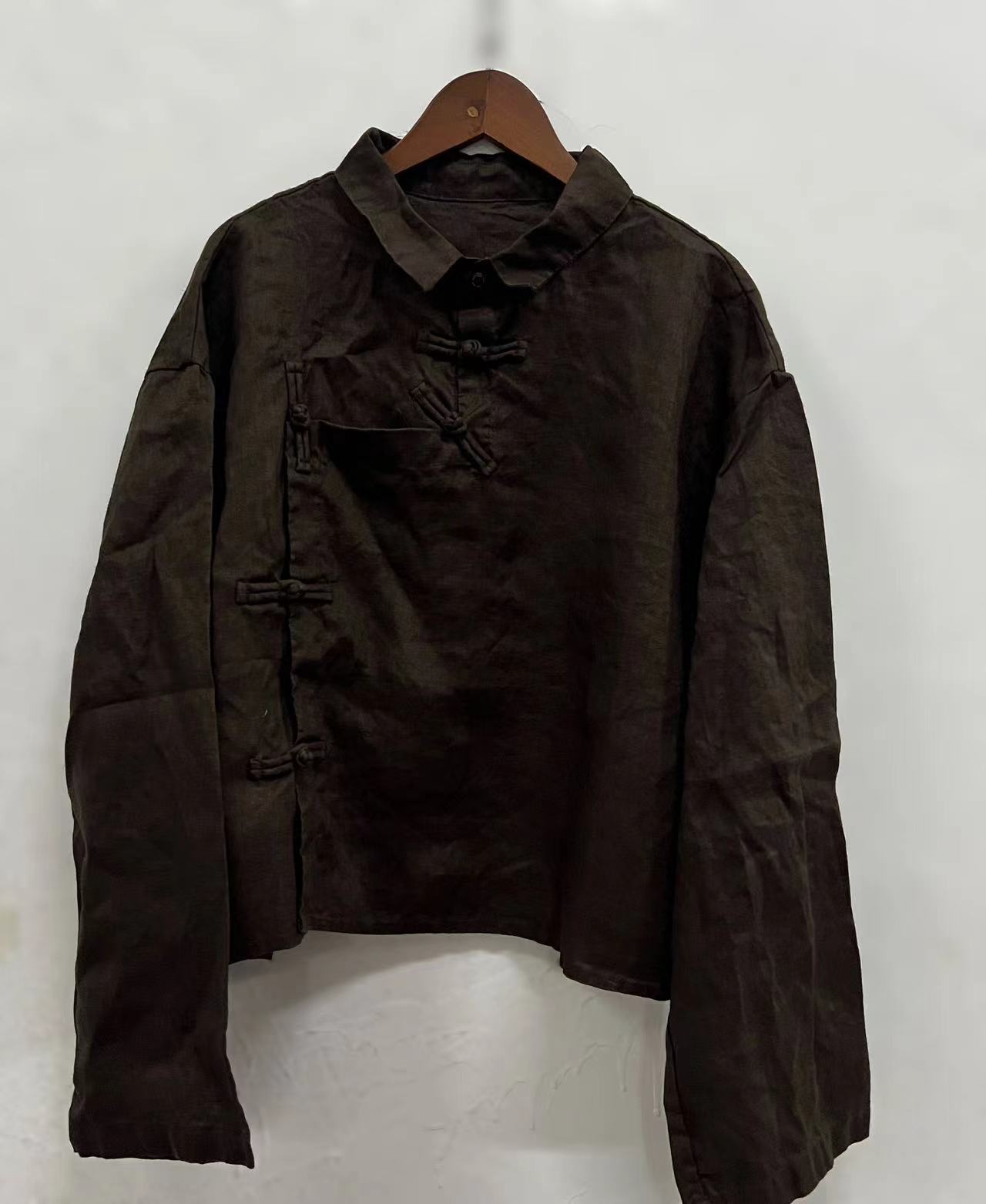 （小七分享）原创亚麻翻领盘扣小衫9999