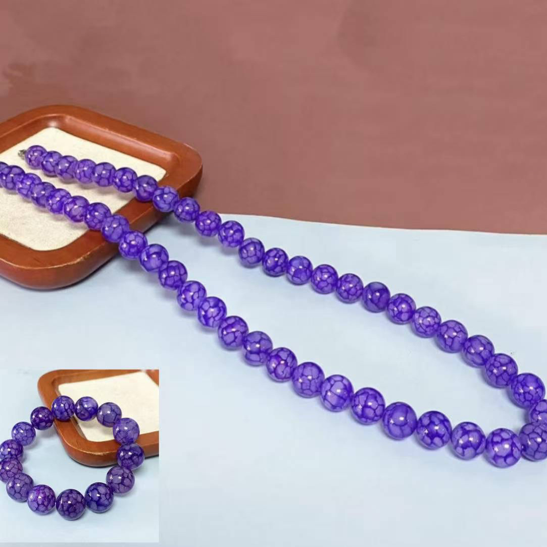 藏收级黄级参血丝纹路项链赠手链紫