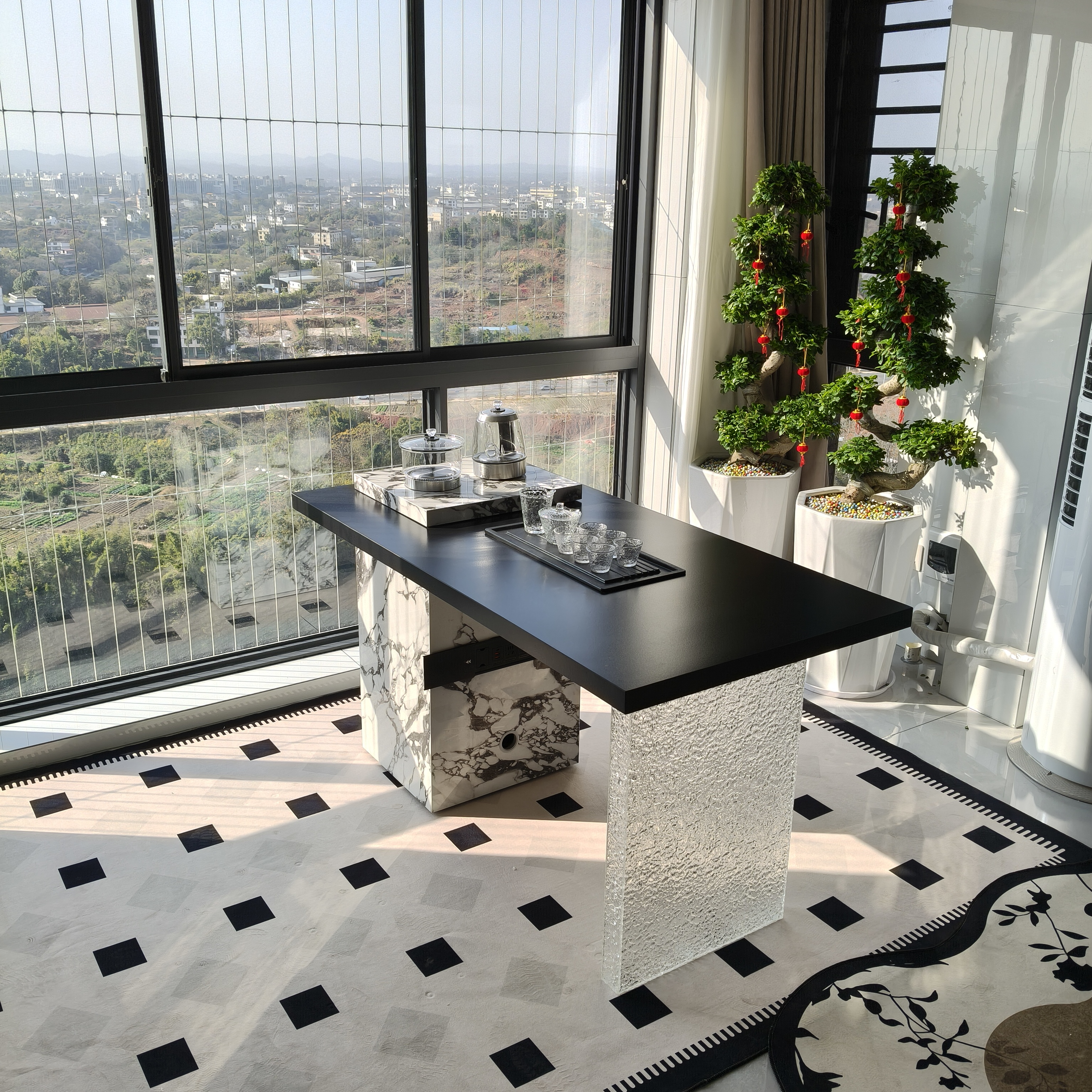 2号全岩板带排插款   茶台轻奢现代意式极简别墅创意客厅茶桌茶台