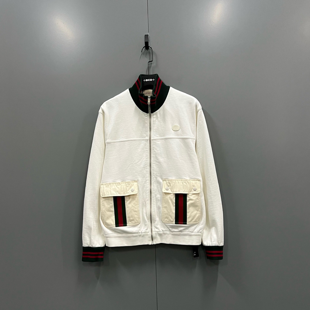 95新 GUCCI/古驰 jp 条纹立领拉链外套 M 609532