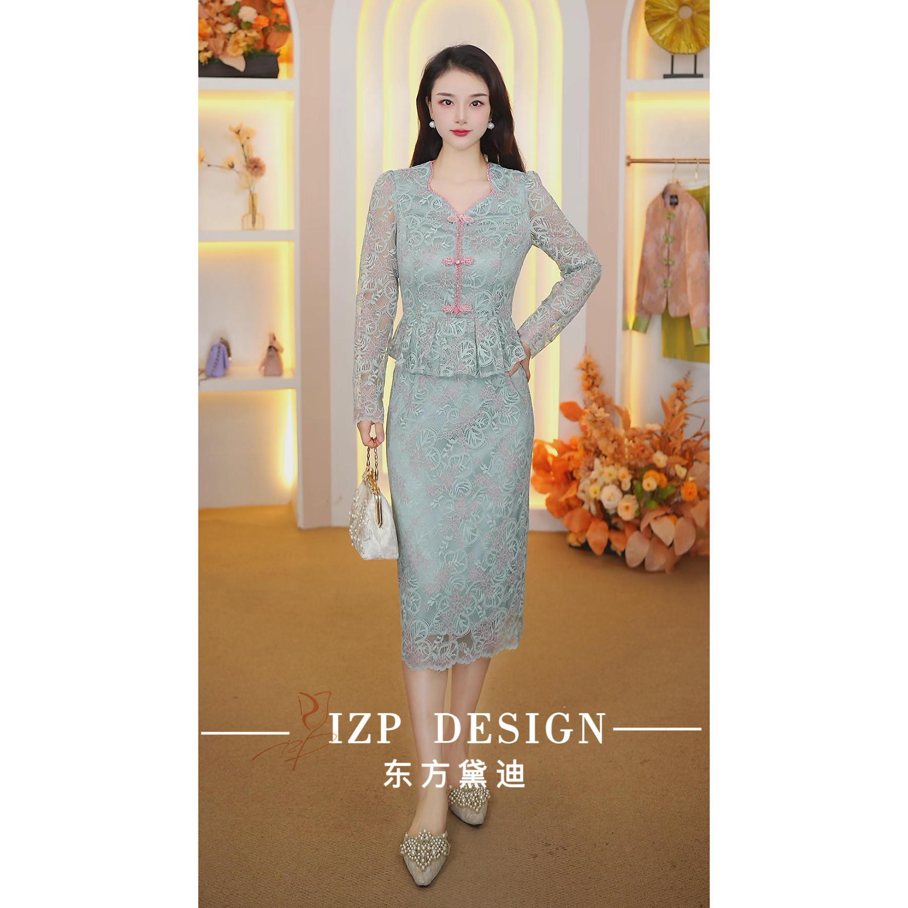 真季雅 无  春款新中式复古国风优雅收腰显瘦连衣裙PE73661