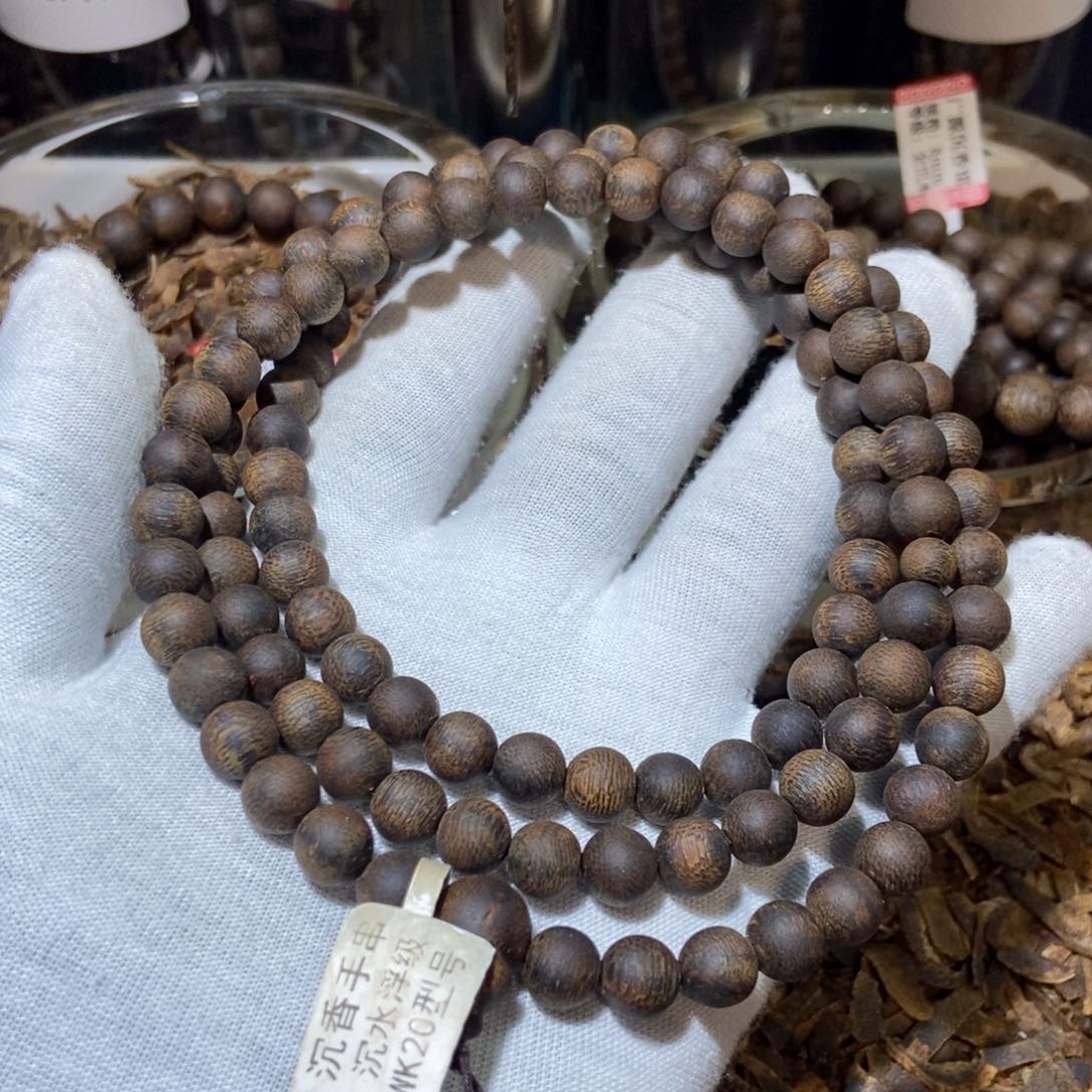 手串沉香淡*哥绿棋楠沉香圆珠多圈87966