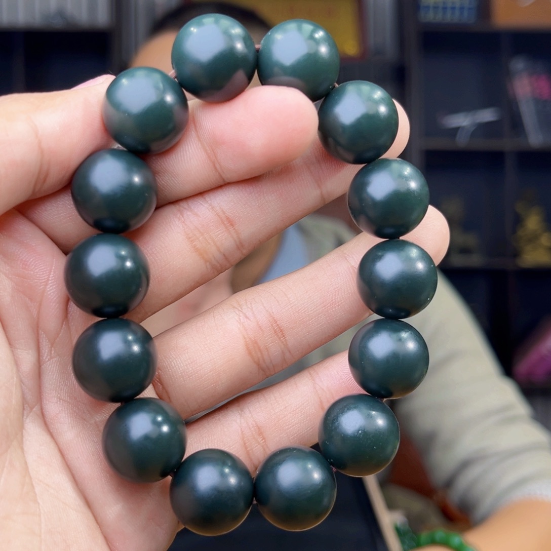 和田玉未镶嵌手串天然和田玉92年新疆塔县前三矿沙枣青特细卡16