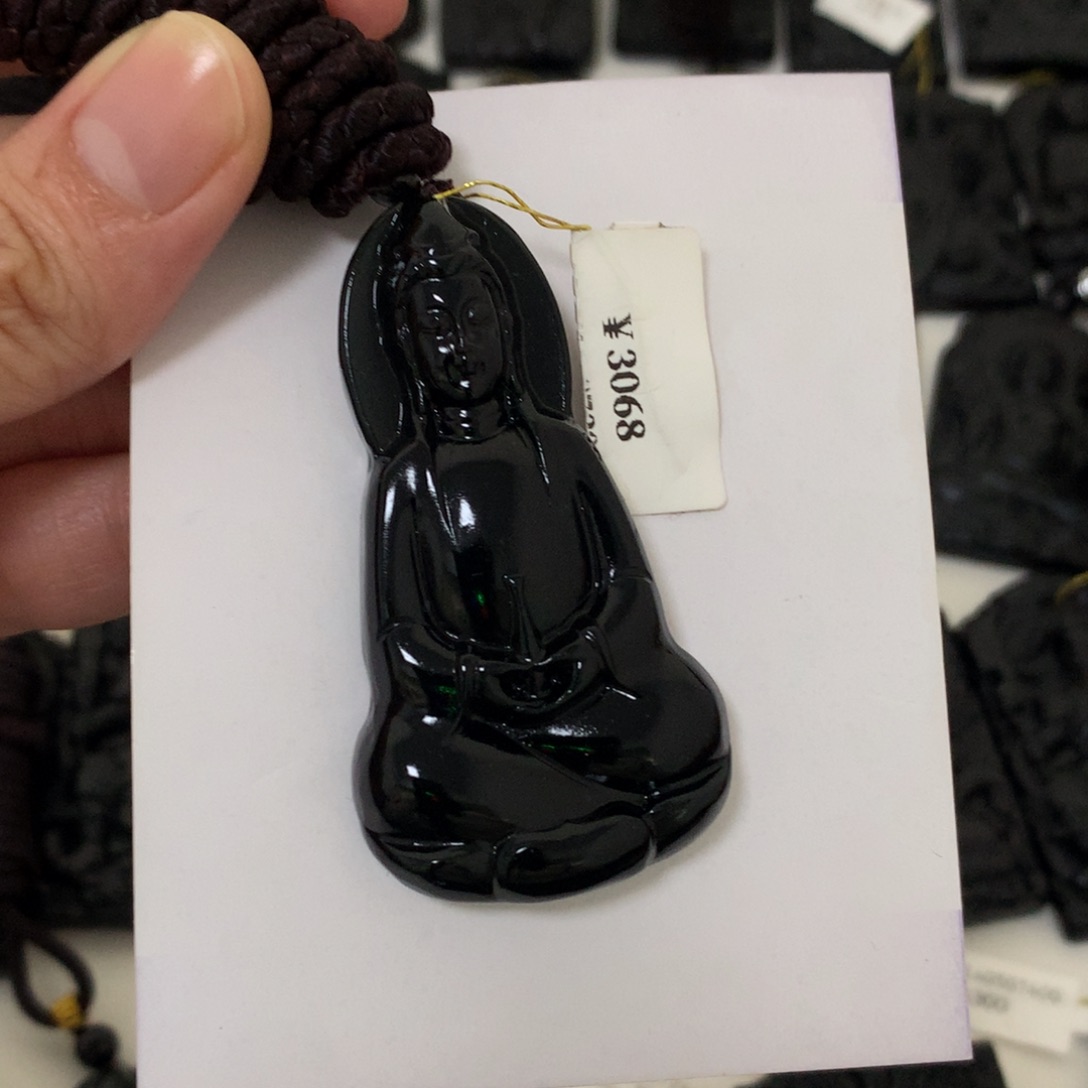 天然缅甸a货钢琴黑挂件