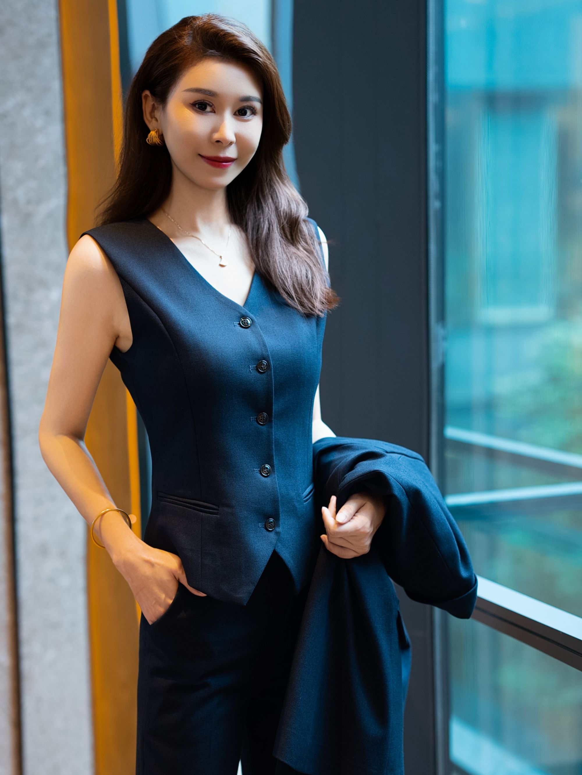 5017马甲春秋气质时尚女士修身面试职业春秋气质时尚女士修身新款