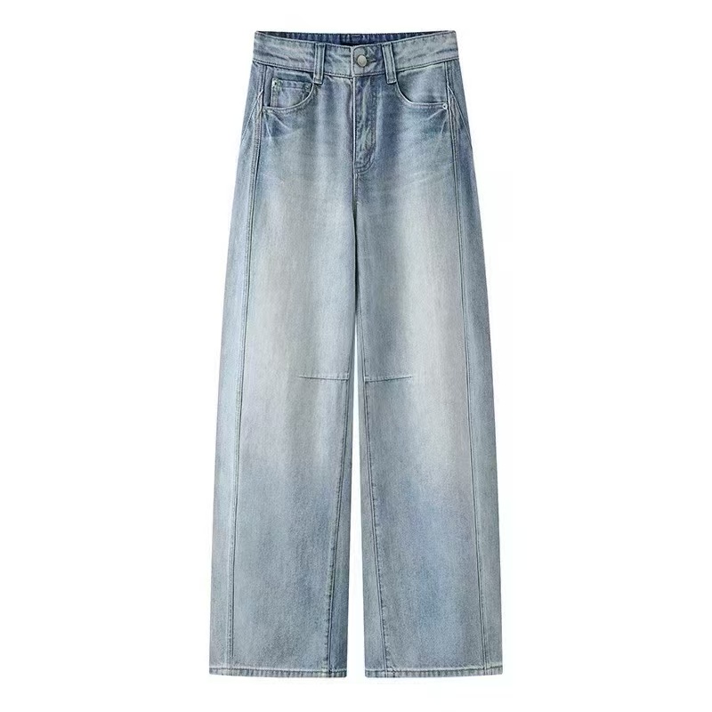 【商场同款】2025秋季新款百搭高腰直筒阔腿牛仔裤女3236