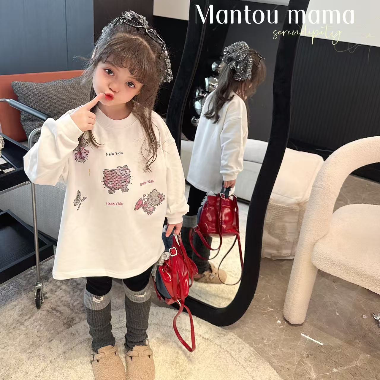 【Mantoumama】K【现货】卡通KT设计感内搭卫衣女童秋冬百搭休闲通勤