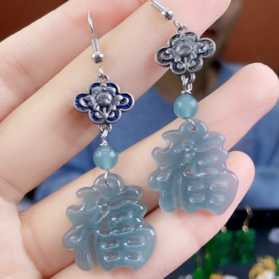 翡翠未镶嵌耳饰饰品