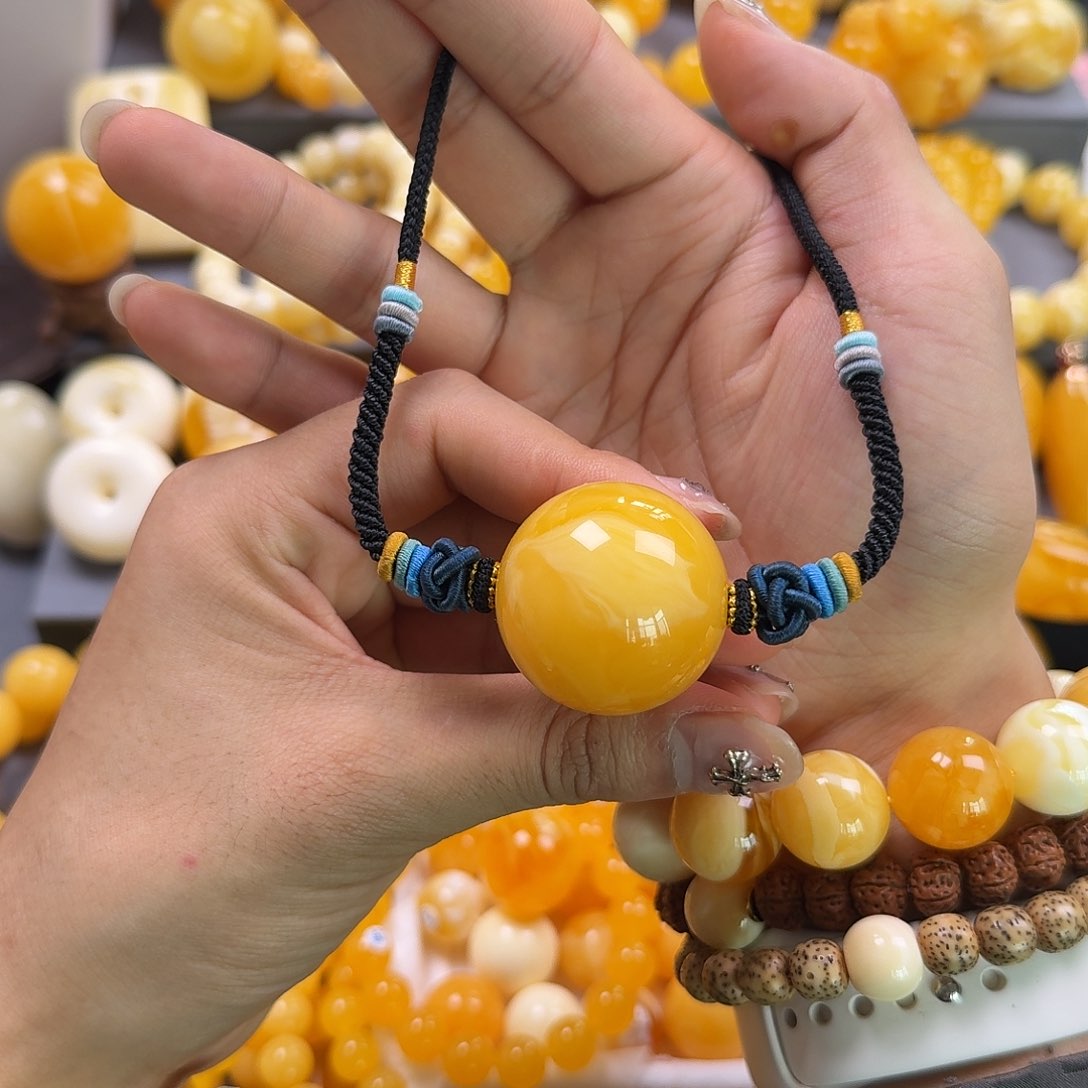 琥珀珠宝奇石未镶嵌锁骨33mm