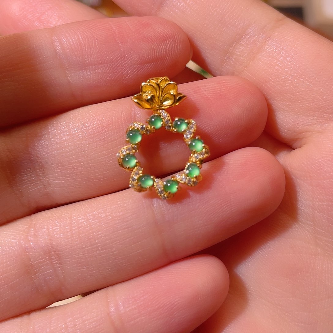 翡翠银S925镶嵌吊坠(不含链)