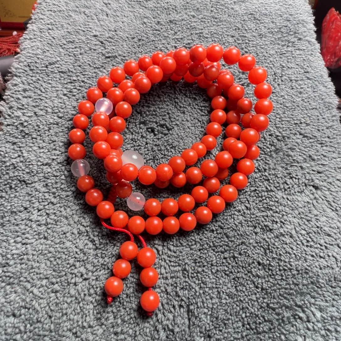 椰***冻南红玛瑙未镶嵌抱歉杨柳冷水河 108 珠串 6+