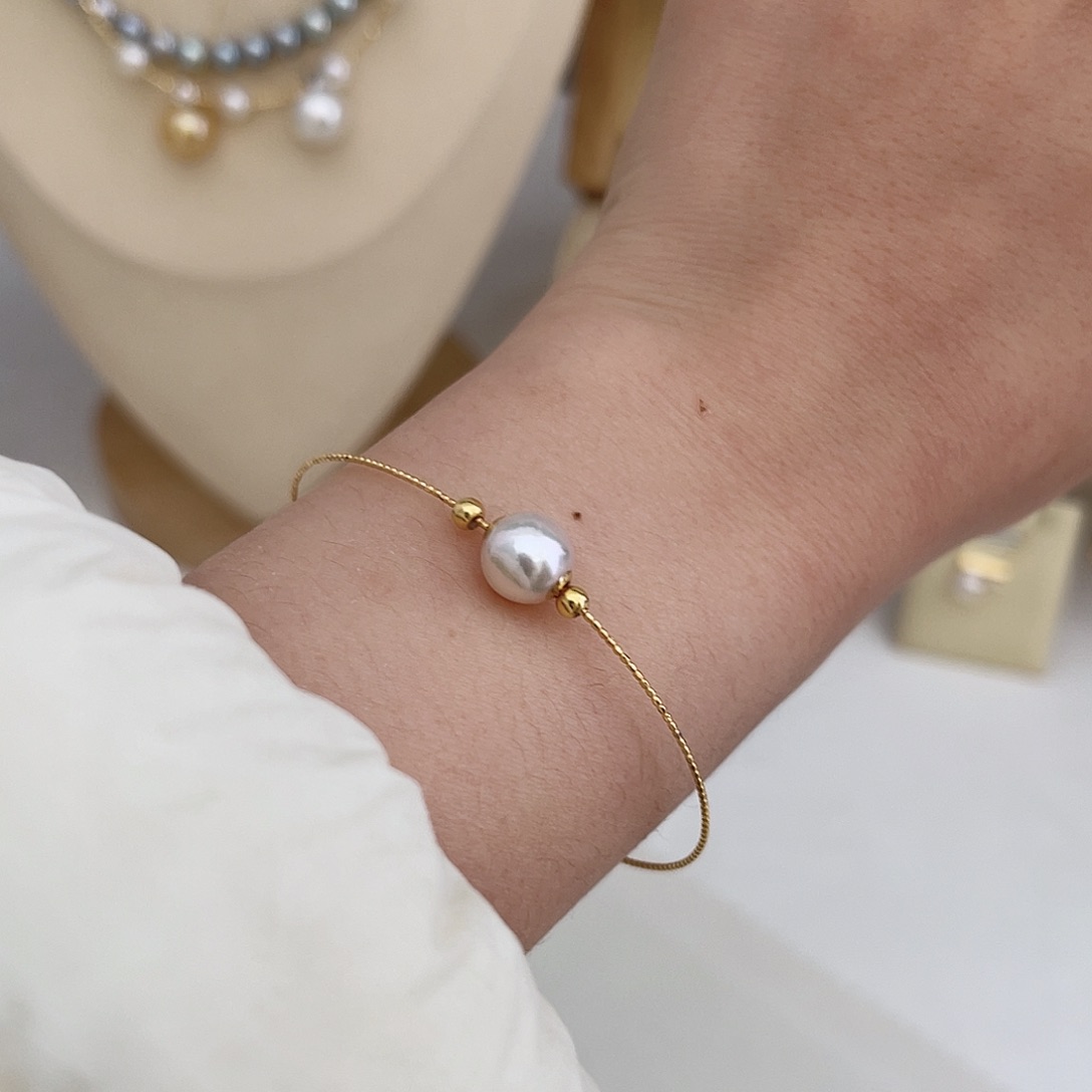 手镯海水珍珠银S925镶嵌