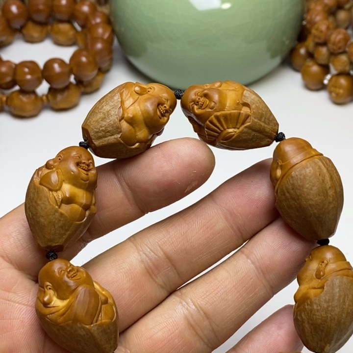 橄榄核手串/手链橄榄核雕刻包衣弥勒
