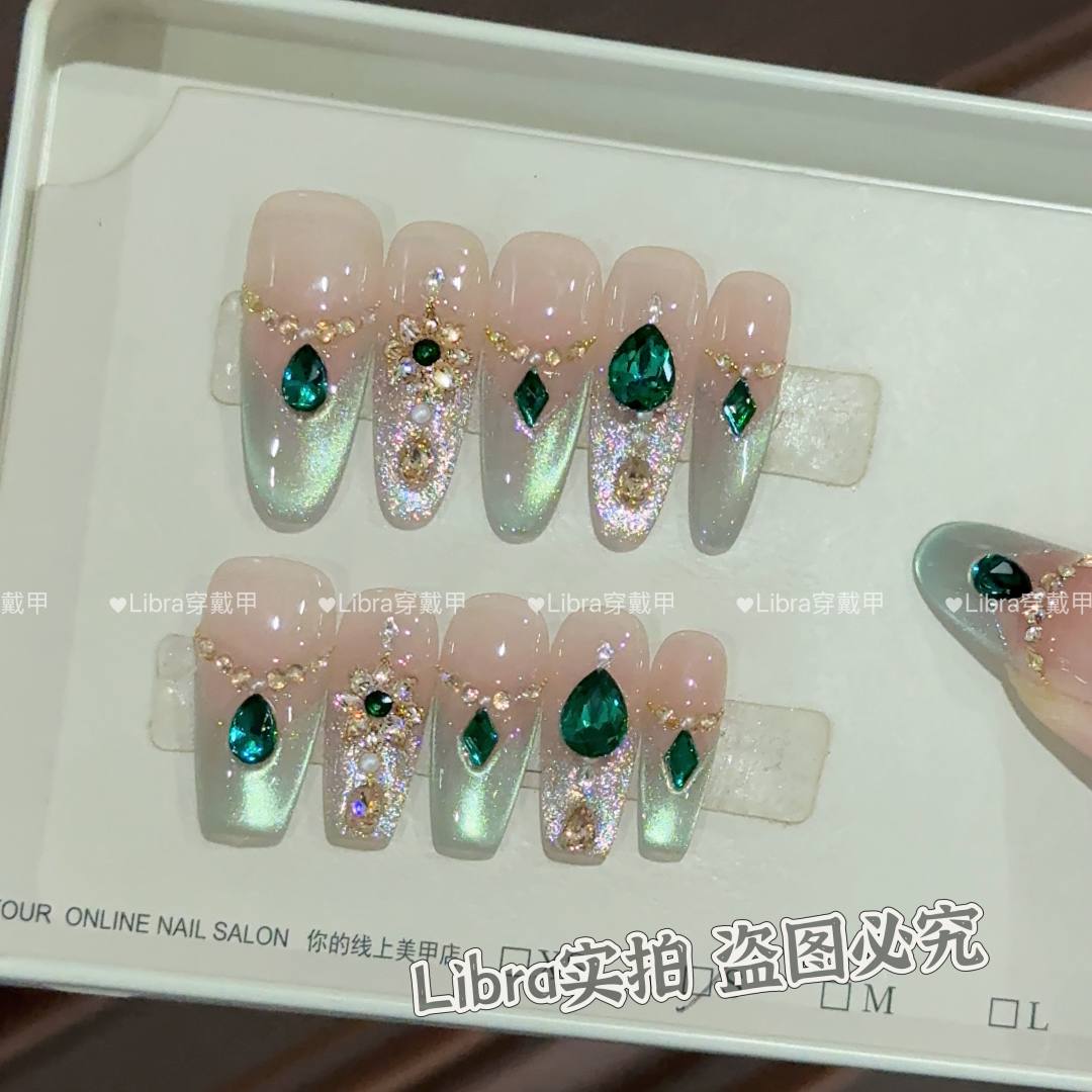 【莫妮卡】简约纯欲穿戴式卸甲片闪钻手工定制穿戴甲