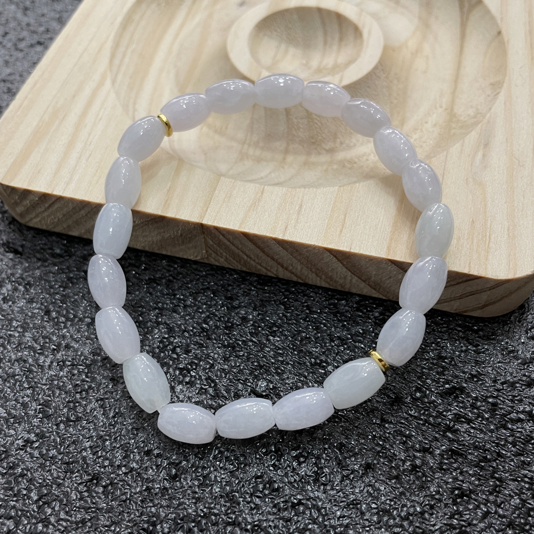 白冰米珠翡翠手串