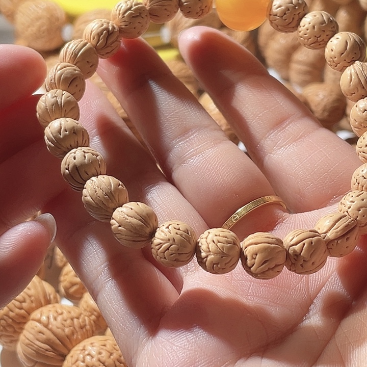 刚***生桃核吊坠桃核手串野生27