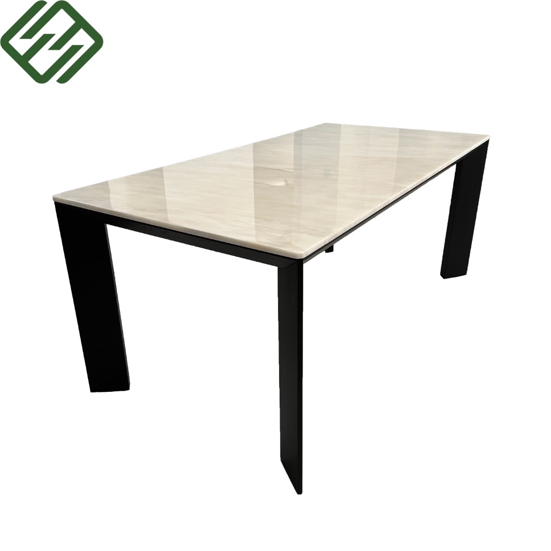 T-618天然大理石餐桌｜现代简约家用实木高档大理石长方形餐桌