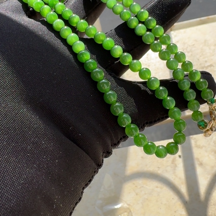 和田玉（碧玉）颈饰合金春**开