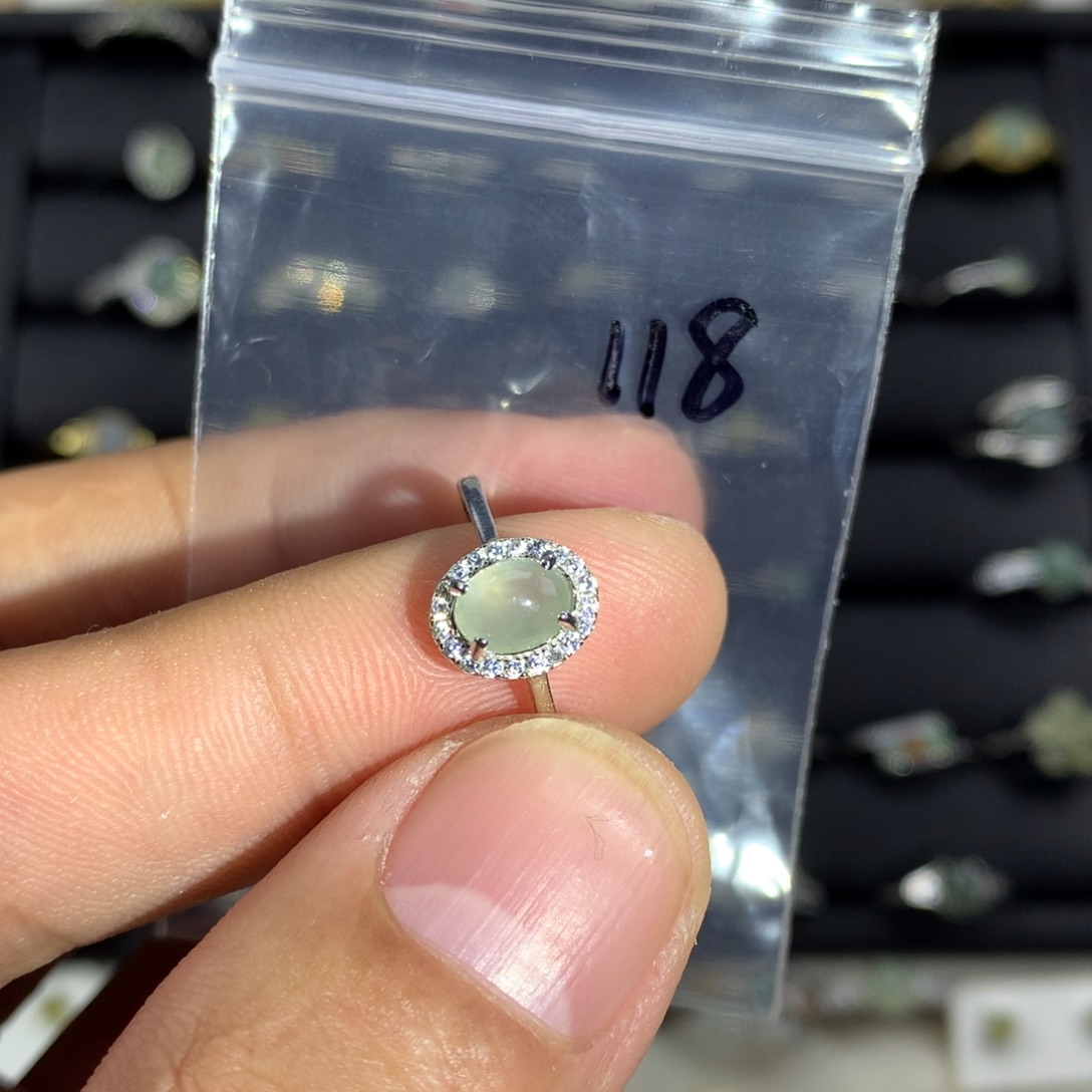 翡翠银S925镶嵌戒指118