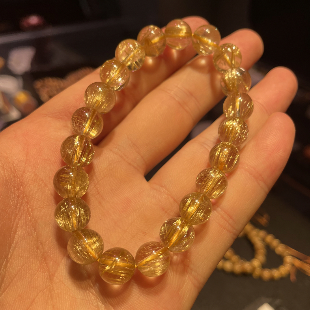 女士金发晶招财手串东海水晶发晶手串首饰