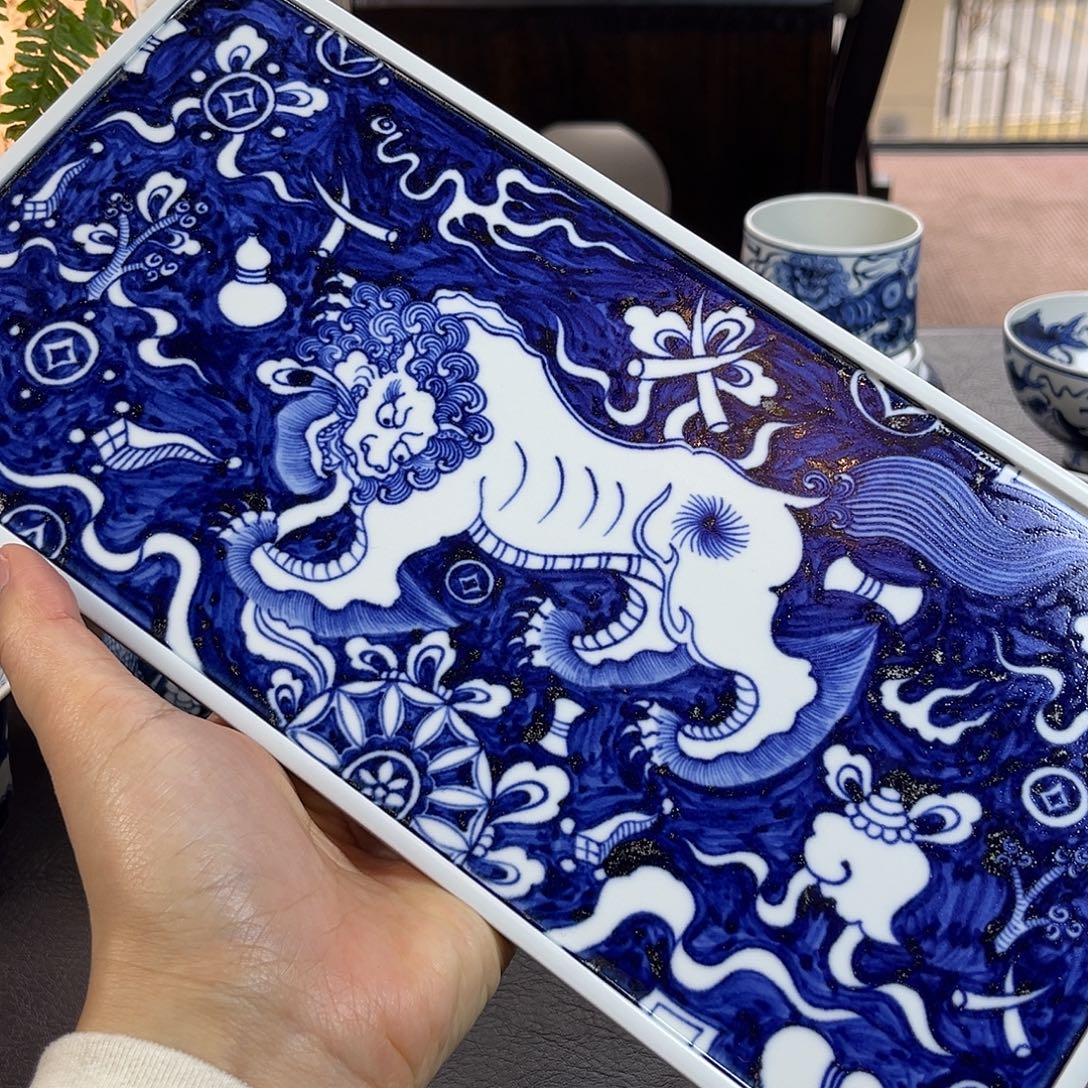 朝岚夕霞仿至正元青花干泡原矿釉烧制全手绘