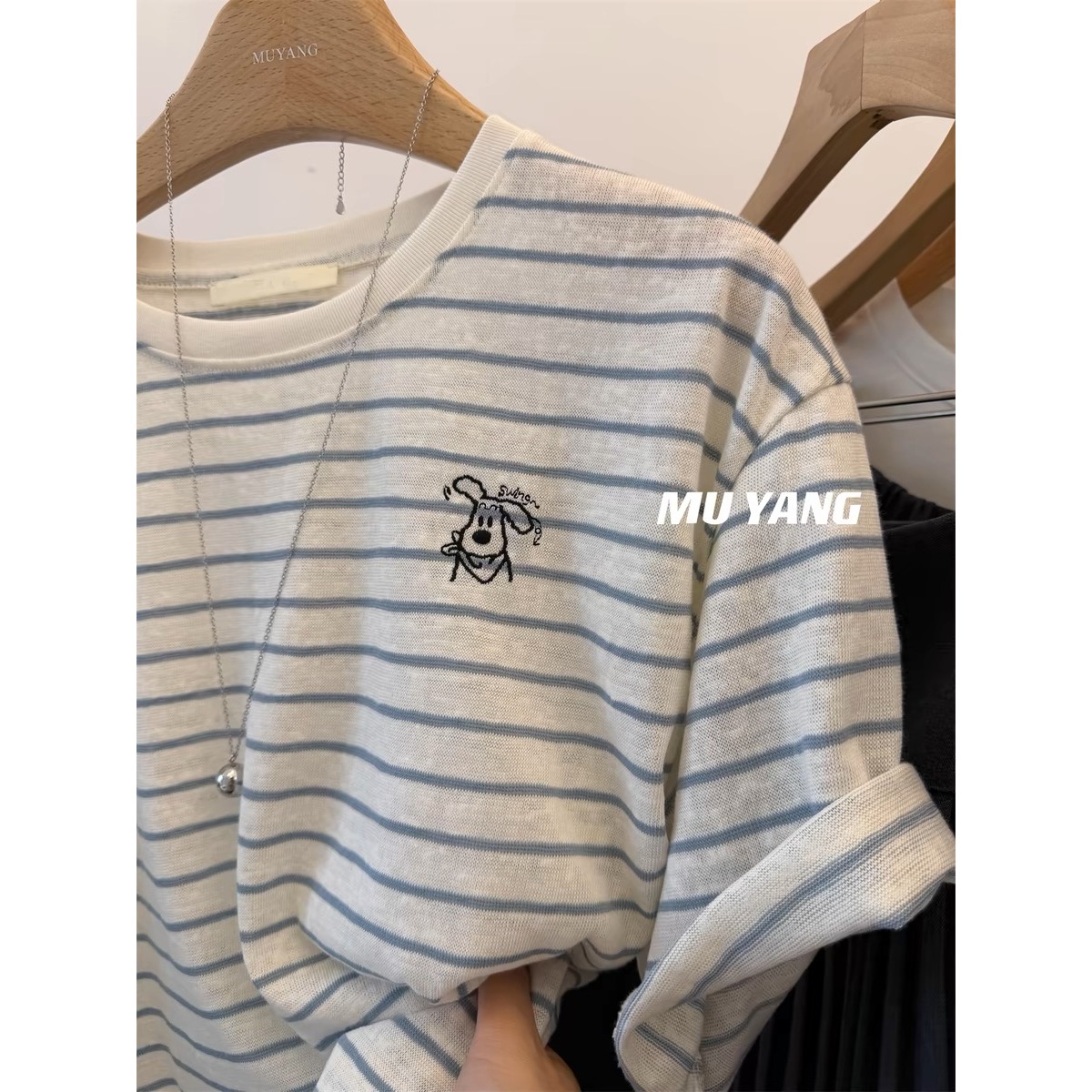 夏季爆款大码遮肚显瘦胖mm条纹短袖T恤休闲tee2025新款宽松上