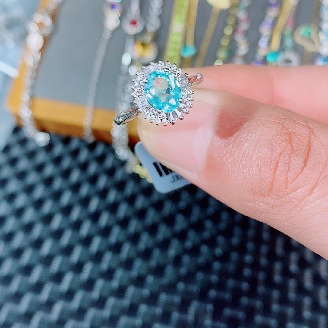 银S925镶嵌碧玺戒指